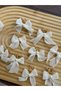 Cipso Floral Cream Linen Bow with Pearl Decoration Ribbon 25 Pieces - 3
