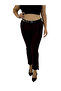 Plus Size High Waist Gathering Belted Stone Detailed Knitted Women's Trousers - 5