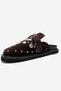 MARIL Brown Suede Genuine Leather Belted Buckle Closed Toe Women's Slippers - 4