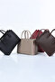 Women's Brown Hard Tote Hand and Shoulder Bag - 8