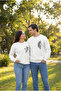 Valentine's Day Special Crew Neck Printed Oversize Sweatshirt - White - 2
