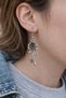 Vintage Rose Leaf – Antique Silver Color Dangle Earrings with Rose & Leaf Figures