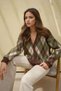 Buttoned Long V-Neck Geometric Knitted Cardigan
