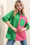 Bdart Color Block Satin Shirt with Pocket Detail - 2