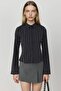 Button Detailed Fitted Waist Striped Shirt - 6