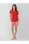 Women's Red Shorts Pajama Set – 100% Cotton, Heart Pattern, Short Sleeve Summer Loungewear