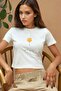 Regular Fit Crew Neck 100% Cotton Crop T-Shirt with Print Detail