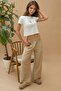 Regular Fit Crew Neck 100% Cotton Crop T-Shirt with Print Detail - 3
