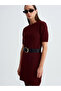90257 Crew Neck Wool Blend Knitwear Dress-Medium Burgundy - 4
