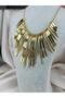 Gold Color Multi-Layered Tassel Detailed Showy Steel Necklace