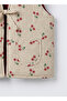 Girls' Cotton Beige Cherry Patterned Tie-Detail Vest - 6