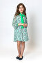 Girl's Bow Collar Patterned Green Dress - New Season - 4