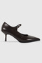 Olivia Brown Rustic Belt Detail Women's Pointed Toe Heeled Shoes - 2