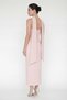 Women's Powder Shawl Collar Midi Promise Engagement Wedding Evening Dress - 5