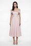 Women's Powder Color Boat Neck Stone Detailed Flared Engagement Wedding Evening Dress - 2