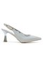 Women's Silver Glittery Open-Back Pointed Thin Heeled Shoes - 4