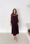 Women's Brown Transparent Detailed One-Shoulder Long-Sleeved Midi Length Dress - 4