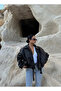 Black Belted Bat Sleeve Leather Coat - 6