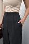 High Waist Wide Leg Trousers with Internal Elastic and Grass Detail 8908 - 3