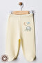 Unisex Baby Combed Organic Cotton Elephant Printed 0-6 Months Baby Bottoms with Booties Set of 3 - 5
