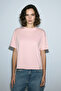 Tiloria Women's Organic Cotton Printed Crew Neck Regular Fit Salmon T-Shirt - 4