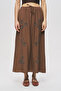 Women's Leaf Embroidered Maxi Skirt with Lace Detail