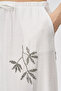 Women's Leaf Embroidered Maxi Skirt with Lace Detail - 3