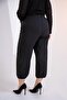 Plus Size Women's Trousers with Button Detail at the Hem, Black - 4