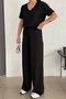 Women's Black Stone Detailed V-Neck Blouse and Trousers Two-Piece Set - 7