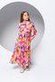 Girl's Home Patterned Belted Fuchsia Dress - New Season