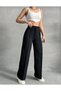 Women's Grass Stitched Wide Leg Belted High Waist Trousers – Black / White - 3