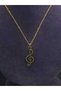 Left Hand Switch Music Copper Antique Oxide Color Steel Necklace Musician Musical Note Steel Necklace with Yellow Chain - 8