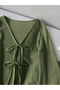 Women's Front Two-Point Tie-Detail Bell Sleeve Crinkled Blouse - 4