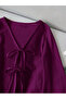 Women's Front Two-Point Tie-Detail Bell Sleeve Crinkled Blouse - 4