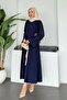 Rose Buckle Skirt Suit Navy Blue