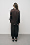 Brown Satin Double-Breasted Long Sleeve Shirt with Tie Detail - 5