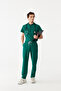Quantum Alpine Green Hakim Collar Lycra Nurse and Doctor Uniform Set Scrubs Hospital Uniform