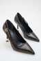 Lyra Brown Patent Leather Heels with Gold Buckle Stiletto 9 cm - 3