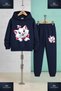 Children's Unisex Cat with Ribbon Half Paw 3-Piece Hooded Tracksuit Set - 4