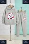 Children's Unisex Cat with Ribbon Half Paw 3-Piece Hooded Tracksuit Set - 3