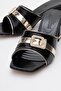 Women's Heeled Slippers Black Snake Pattern - 3