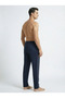Men's Navy Blue Baggy Side-Piped Oversize Relaxed 4-Season Sweatpants with Wide Legs, 2 Yarns, Full Fit - 6