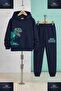 Children's Unisex Dinosaur 3-Piece Hooded Tracksuit Set with Side Glasses - 4
