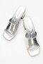 Women's heeled slippers - silver snake print - 5