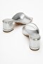 Women's heeled slippers - silver snake print - 4