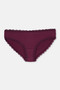 Burgundy-Powder 3-Piece Plain Hipster Panties with Lace Detail at the Waist and Legs - 2