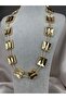 Gold Color Square Shaped Geometric Segmented Stylish Steel Necklace