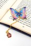 Pink Blue Colors Butterfly Gold Color Metal Bookmark with Chain Ay103 - 4