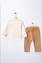 6-24 Months Boy's Muslin Shirt with Acorn Embroidery and Linen Pants, Casual Stylish 2-Piece Baby Set - 2