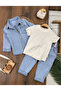 Lycra Jeans Front Buttoned Short Sleeve 3-Piece Jeans Set for Baby Boy/Child - 2